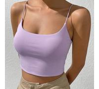 Top casual corto color lavanda, regalo di San Valentino/Capodanno per le donne L,M,S,XSColore unicoTessuto in maglia