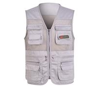 Top Casual in Cotone da Uomo Leggero per il Tempo Libero - Gilet da Lavoro All'Aperto Safari Pesca Viaggio - Giacca Classica con Multi Tasche, Vestibilità Regolare, Tinta Unita, Scollo a V, Zip