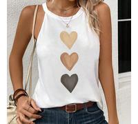 Top casual senza maniche con motivo a forma di cuore, adatto per l'estate, canotta da donna slim fit per il ritorno a scuola, casual L,M,S,XL,XS,XXL,XXS,XXXL,XXXXLCuoreTessuto in maglia