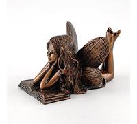 Top Collection 4386 Miniature Garden & Terrarium Fairy Reading Statue, Small, Bronze