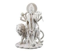 Top Collection Durga - Statua indù femminile con leone - Scultura divina Madre dell'Universo Dea - Statuetta da collezione New Age dell'Asia orientale (marmo bianco)