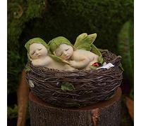 Top Collection Miniature Fairy Garden And Terrarium Sleeping Twin Fairy Babies in Nest Statue