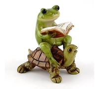 Top Collezione Miniature Fairy Garden & terrario Rana Libro di Lettura della Statua di Tartaruga, Piccolo