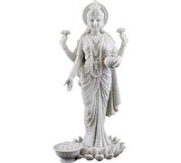 Sconosciuto Top Collezione 26 cm Lakshmi Statua in Marmo Bianco Finitura - indù dea della ricchezza, Benessere, Saggezza e Fortuna Scultura