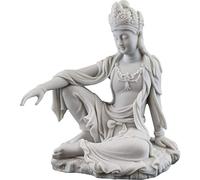 Top Collection Water & Moon Quan Yin Royal Ease Pose Statue - Dea buddista Kwan Yin della compassione e della misericordia scultura in marmo bianco - Statuetta da collezione da 18 cm