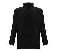 Top con collo a lupetto da uomo T-shirt a collo alto a maniche lunghe pullover casual in cotone leggero strato di base invernale caldo Tees, Top nero collo finto per gli uomini, L