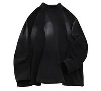 Top con collo a lupetto per gli uomini dolcevita camicie a maniche lunghe termiche magliette termiche slim fit pullover di base top tinta unita tees, Top nero collo finto per gli uomini, XL