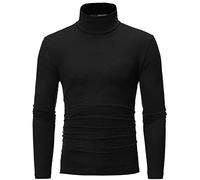 Top con collo a lupetto per gli uomini maglione a collo alto casual autunno inverno camicia tinta unita camicie a maniche lunghe slim fit maglietta intima, Top nero collo finto per gli uomini, XL