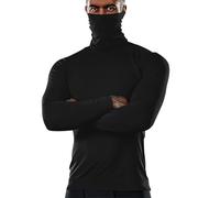 Top con collo a lupetto per uomo inverno autunno maglietta termica a maniche lunghe camicie a compressione 2025 maglia a collo alto strato base, Top nero collo finto per gli uomini, XL