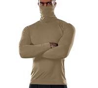 Top con Collo a Lupetto per Uomo Inverno Autunno Maglietta Termica a Maniche Lunghe Camicie a Compressione 2025 Maglia a Collo Alto Strato Base, Top Khaki Mock Neck per Gli Uomini, L