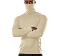 Top con collo a lupetto per uomo inverno autunno maglietta termica a maniche lunghe camicie a compressione 2025 maglia a collo alto strato base, Beige Mock Neck Top Per Uomo, M