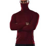 Top con collo a lupetto per uomo inverno autunno maglietta termica a maniche lunghe camicie a compressione 2025 maglia a collo alto strato base, Red Mock Neck Top Per Uomo, L