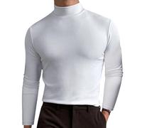Top con Collo Alto per Uomo Estivo a Girocollo Manica Corta Camicie a Collo Alto Colore Solido Camicie Basic Manica Corta Sottocamicia Slim T-shirt, S