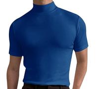 Top con Collo Alto per Uomo Estivo a Girocollo Manica Corta Camicie a Collo Alto Colore Solido Camicie Basic Manica Corta Sottocamicia Slim T-shirt, L