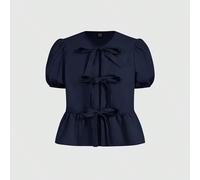 Top con maniche a sbuffo e fiocco divertente e originale L,M,S,XL,XS,XXL,XXS,XXXL,XXXXLColore unicoTessuto intrecciato