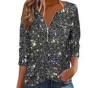 Top con paillettes da donna alla moda con cerniera a un quarto scintillante top da sera luccicante per festival camicie per feste di matrimonio top scintillanti per feste di martedì grasso
