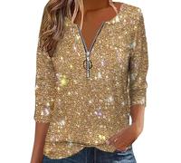 Top con paillettes da donna alla moda con cerniera a un quarto scintillante top da sera luccicante per festival camicie per feste di matrimonio top scintillanti per feste di martedì grasso