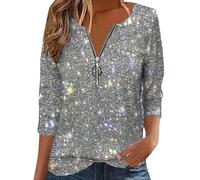 Top con paillettes da donna alla moda con cerniera a un quarto scintillante top da sera luccicante per festival camicie per feste di matrimonio top scintillanti per feste di martedì grasso