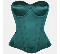 Top corsetto verde minimalista ed elegante con controllo della pancia, stile da corte, con lacci posteriori e stecche di balena per stringere la vita, costume da donna per ballo, musica, Ognissanti e 