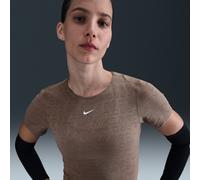 Top corto a manica corta in jacquard Dri-FIT Nike Pro - Donna - Marrone XL (IT 52-54)