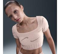 Top corto a manica corta Nike Phoenix Cozy Bou onna - Rosa XL (IT 52-54)
