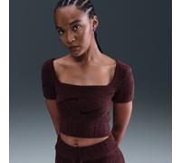 Top corto a manica corta Nike Phoenix Cozy Bouclé - Donna - Rosso XL (IT 52-54)