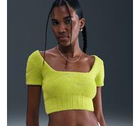 Top corto a manica corta Nike Phoenix Cozy Bouclé - Donna - Verde XS (IT 36-38)