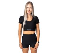 Top corto a maniche corte a coste BrainMax da donna, nero Dimensione: XXS