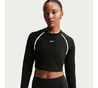 Top corto aderente a manica lunga Nike - Donna - Nero XS (IT 36-38)