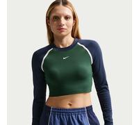 Top corto aderente a manica lunga Nike - Donna - Verde L (IT 48-50)