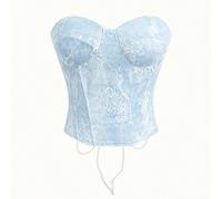 Top corto aderente stile corsetto con patchwork in pizzo, legatura in vita, dal sapore francese e stile elegante CONSIGLI PER LA TAGLIA: Per un effetto modellante ottimale, l'indumento deve essere str