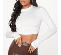 Top corto collo dritto almeno il 50% di poliestere riciclatoL,M,S,XL,XS,XXLColore unicoTessuto