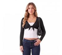 Top corto da donna a maniche lunghe con allacciatura frontale e scollo a V | Scollo a V profondo, vestibilità aderente, adatta per il tempo libero quotidiano, lavoro, shopping, appuntamenti, feste