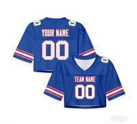 Top corto da donna stile calcio personalizzato e colorato, stampa di moda di strada personalizzata con nome e numero, design personalizzabile, consegna rapida, design senza spalline sportivo L,M,S,XL,
