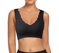 Top corto da yoga senza cuciture per donne reggiseno comodo reggiseno con ferretto con petto staccabile per attività all'aperto vita quotidiana vestiti regali, Nero , XXL