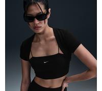 Top corto e aderente 2 in 1 a mini costine Nike Chill Knit - Donna - Nero M (IT 44-46)