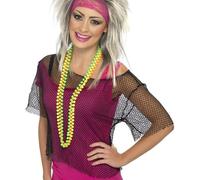 Donna 80s 1980s Costume Rete Top Corto Maglietta Nera Madonna Da Smiffys