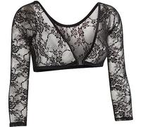 Top corto trasparente in rete da donna, camicetta a maniche lunghe trasparente a maniche lunghe, top corto in maglia a rete trasparente con vestibilità slim nera, cardigan aperto su entrambi i lati