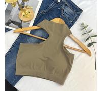 Top Crop Irregolare A Fascia Senza Maniche Slim Fit Per Donne NUOVO