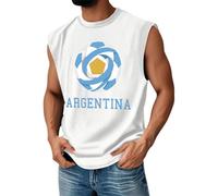 Top da calcio da uomo per la Coppa del Mondo, senza maniche, traspirante, a girocollo, con stampa a tema, comoda maglietta intima per il supporto della squadra nazionale, A3-bianco, 5XL