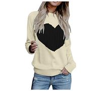Top da donna a maniche lunghe accogliente per San Valentino Natale autunno e inverno stampa amore manica lunga slim fit leggero pullover girocollo maglione casual pullover top per regali festival