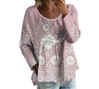 Top da donna a maniche lunghe con scollo a barchetta T-shirt alla moda con stampa floreale fluida Camicetta a tunica elegante casual camicie autunnali 2025 Camicia da viaggio per appuntamenti in stile