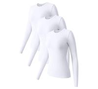 Top da Donna a Maniche Lunghe in 3 Pezzi, Girocollo, Elasticizzato, Aderente, a Strati, Magliette per A Caldo