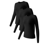 Top da Donna a Maniche Lunghe in 3 Pezzi, Girocollo, Elasticizzato, Aderente, a Strati, Magliette per A Caldo