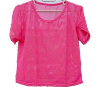 Top da donna a maniche lunghe in rete trasparente camicetta casual tinta unita pullover camicia per primavera estate appuntamenti festa nera taglia S (S rosso rosa)