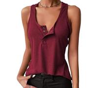 Top da donna Basic senza maniche Canotta Crop Canotte Casual con scollo a V Bottoni a coste Top Camicie Sexy Canottiere a coste Bottoni senza maniche Tinta unita Gilet estivo con bottoni filettati