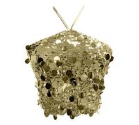 Top da donna con brillantini, costume da carnevale con paillette, camicetta metallica, maglietta carnival crop top danza del ventre, top club costume da corsetto, top per San Valentino, O giallo