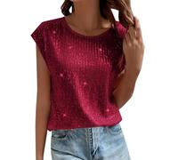 Top da donna con glitter, elegante, a maniche corte, metallizzato, crop top, canottiera, sexy, con glitter, per feste, club, discoteca, Capodanno