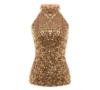 Top Da Donna Con Paillette, Con Spalle Scoperte, Scollo A Strappo, Per Feste Sexy Scintillante Glitterato Per Feste In Discoteca Serate Canotta Da Festival Christmas Di Natale