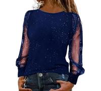 Top da donna con paillettes, taglie grandi, sexy a maniche lunghe, bluse eleganti, nero, paillettes, top elegante, camicetta da donna con scollo a O, camicetta da donna, bluse da cocktail, da club, da